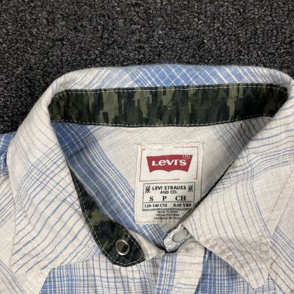 Wrangler Shirt Pearl Button Up Short Sleeve Youth Size Small 8-10 Yrs - Picture 2 of 4